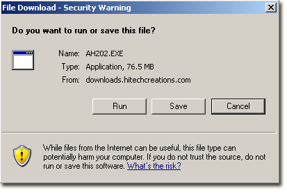 Windows File download dialog panel