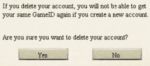 Aces High account deletion panel screen