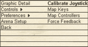 Joystick calibration menu option in Aces High
