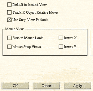 The view preferences setup panel for Aces High.
