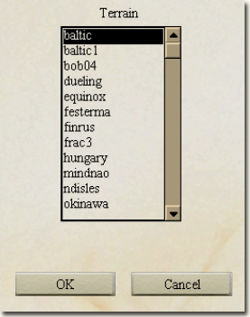 The Aces High terrain selection list