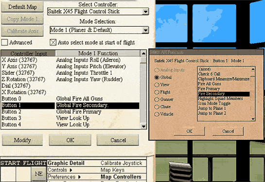 Aces High joystick mapping and command menus